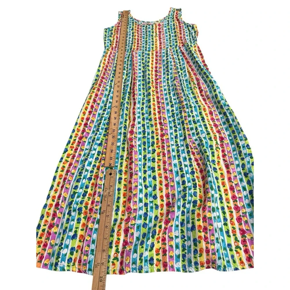 Jams World Dress Womens Small Floral Maxi Pockets Colorful Rainbow 90s #Z6-8 - Picture 5 of 7